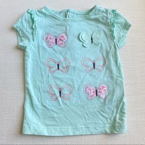 Carter’s Baby Girl Summer Short Sleeve Butterfly Top Shirt 3-6 Months